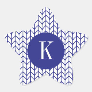 BLAUWE LIJN GEBREIDE Star Shape Stickers + Initiaa