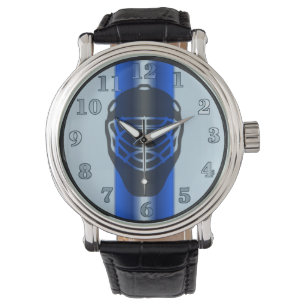 Blauwe lijn Goalie Masker Hockey polshorloge Horloge