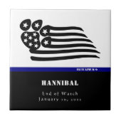 Blauwe lijn K-9 gepersonaliseerd gedenkteken Tegeltje (Voorkant)