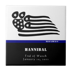 Blauwe lijn K-9 gepersonaliseerd gedenkteken Tegeltje
