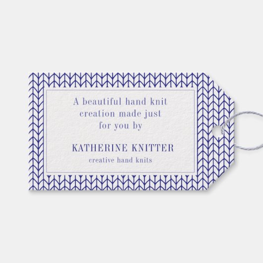 BLAUWE LIJN KNIT Business Gift Labels Cadeaulabel (Voorkant (Horizontaal))