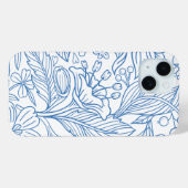 Blauwe Lijn Kunst Bloemige Mediterraan Botanisch Case-Mate iPhone Case (Achterkant (horizontaal))