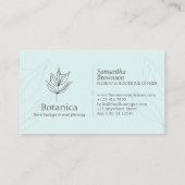 Blauwe lijn met minimalistisch Leaf Fern Floral Visitekaartje (Achterkant)