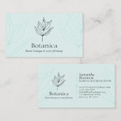 Blauwe lijn met minimalistisch Leaf Fern Floral Visitekaartje (Voorkant / Achterkant)