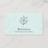 Blauwe lijn met minimalistisch Leaf Fern Floral Visitekaartje (Voorkant)