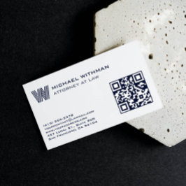 BLAUWE LIJN MONOGRAAM  MANNELIJKE QR ADVOCAAT ACCO VISITEKAARTJE
