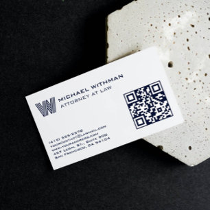 BLAUWE LIJN MONOGRAAM  MANNELIJKE QR ADVOCAAT ACCO VISITEKAARTJE