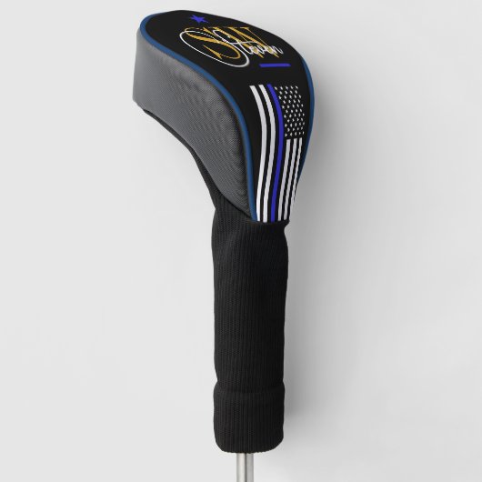 Blauwe lijn & Monogrammen Naam / Moderne Handteken Golfheadcover