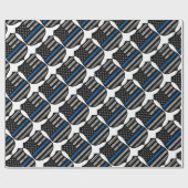 Blauwe lijn politie-badge cadeaupapier (Vlak)