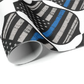 Blauwe lijn politie-badge cadeaupapier (Rol Hoek)