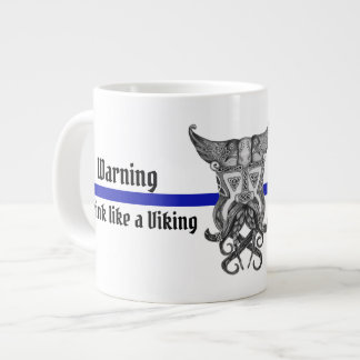 Blauwe lijn Viking met waarschuwing mok