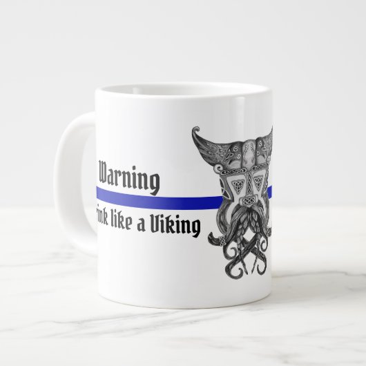 Blauwe lijn Viking met waarschuwing mok (Links)