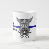 Blauwe lijn Viking met waarschuwing mok (Voorkant)