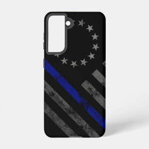 Blauwe Lijn Vintage Amerikaanse Vlag Samsung Galaxy Hoesje