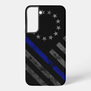 Blauwe Lijn Vintage Betsy Ross Amerikaanse Vlag Samsung Galaxy Hoesje