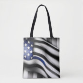 Blauwe Lijn Vlag Boodschappentas Tote Bag (Voorkant)