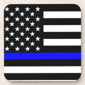 Blauwe Lijn VS Vlag Drankjes Onderzetter (Voorkant)