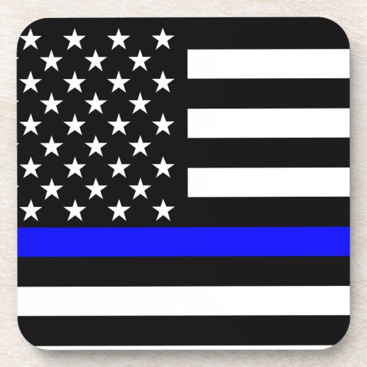 Blauwe Lijn VS Vlag Drankjes Onderzetter (Voorkant)