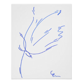 Blauwe lijnen 2, serie "Eenvoudige tags" Perfect Poster
