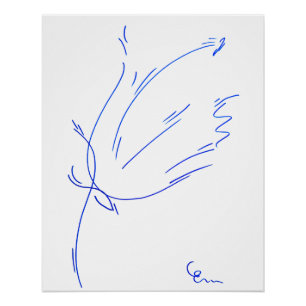 Blauwe lijnen 2, serie "Eenvoudige tags" Perfect Poster