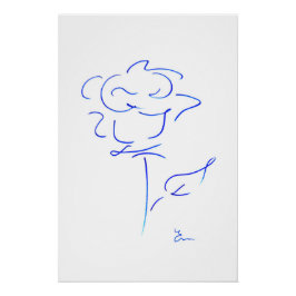 Blauwe lijnen 4 perfect poster