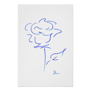 Blauwe lijnen 4 perfect poster