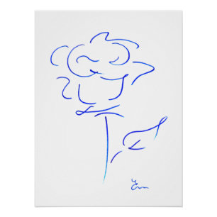 Blauwe lijnen 4 perfect poster