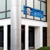 Blauwe Lijnen Aangepaste Foto Afstuderen Felicitat Spandoek (Buitenkant Gebouw)