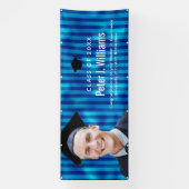 Blauwe Lijnen Aangepaste Foto Afstuderen Felicitat Spandoek (Verticaal)