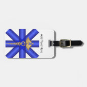 Blauwe lijnen / Goud Caduceus EMT-symbool Bagagelabel (Voorkant horizontaal)