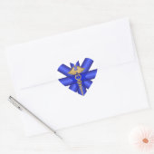 Blauwe lijnen / Goud Caduceus EMT-symbool Hart Sticker (Envelop)