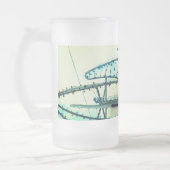 Blauwe lijnen matglas bierpul (Links)