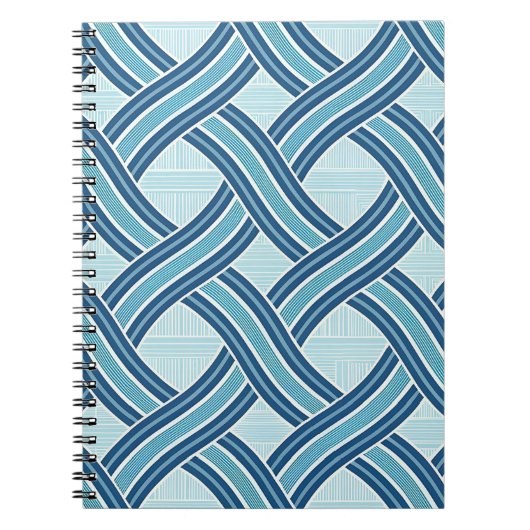 Blauwe Lijnen Patroon Notitieboek (Voorkant)