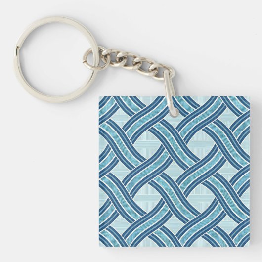 Blauwe lijnen patroon sleutelhanger (voorkant)