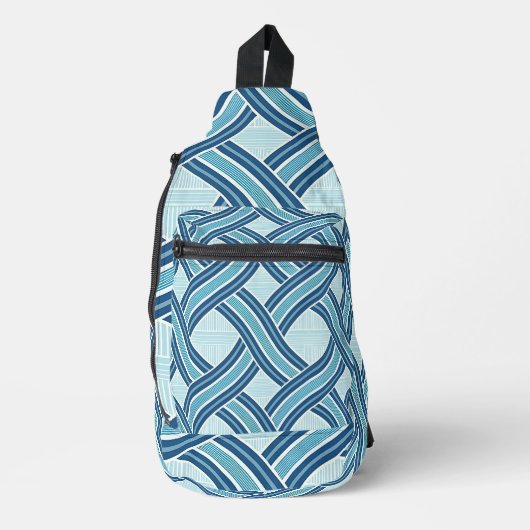 Blauwe lijnen patroon sling bag (Voorkant)