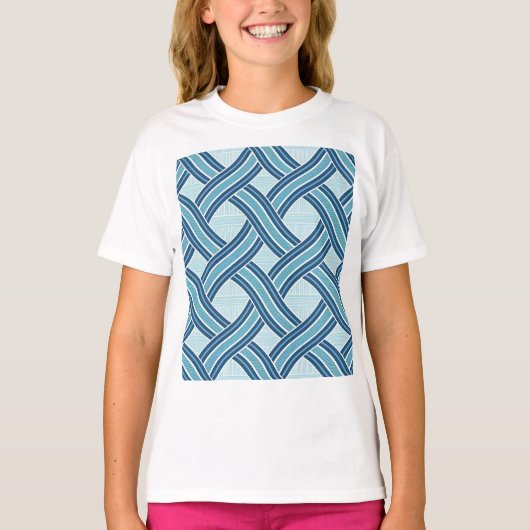 Blauwe Lijnen Patroon T-shirt (Voorkant)