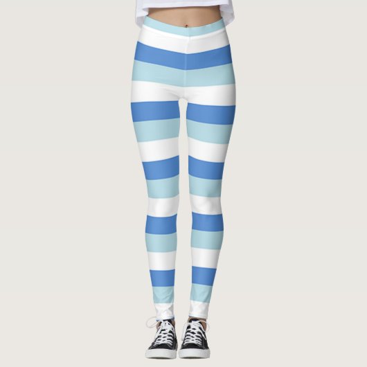 Blauwe lijnen, zeilorstijl leggings (Voorkant)