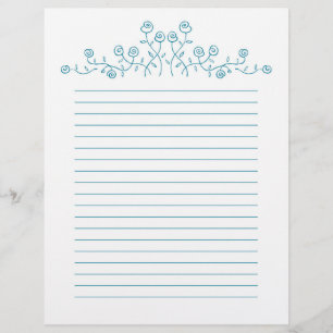 Blauwe lijnkunsttekening rozen.