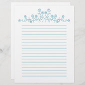 Blauwe lijnkunsttekening rozen. (Voorkant / Achterkant)