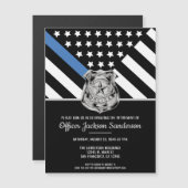 Blauwe lijnmarkering politie wetshandhavingsbevoeg magnetische uitnodiging (Voorkant / Achterkant)