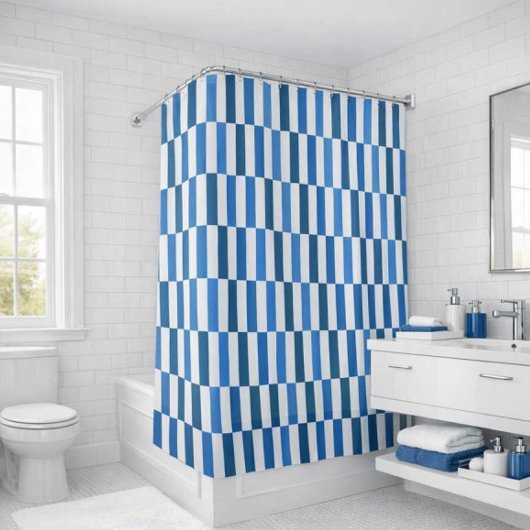 Blauwe Lijnstroomdouchegordijn Douchegordijn