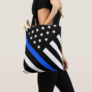 Blauwe lijntas van de politie voor vrouwen tote bag