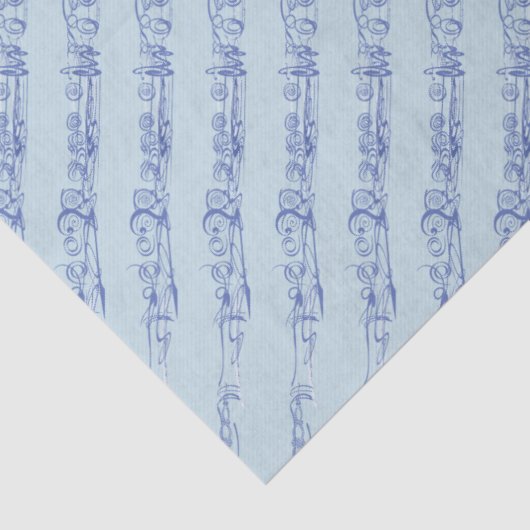 Blauwe lijntekening tissuepapier (Detail)