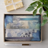 Blauwe lijst ephemera tissuepapier (Geschenk)