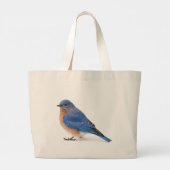 Blauwe Lijster Grote Tote Bag (Achterkant)
