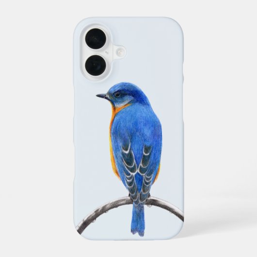 Blauwe lijster iPhone 16 hoesje (Achterkant)
