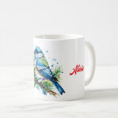 Blauwe lijster met Kerstmis Koffiemok (Voorkant rechts)