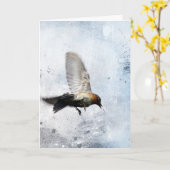 Blauwe Lijster, Moederdag Kaart (Gele Bloem)