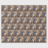 Blauwe lijster op een zijdeplantpeul cadeaupapier (Vlak)