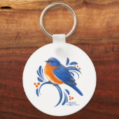 Blauwe Lijster Sleutelhanger (Voorkant)